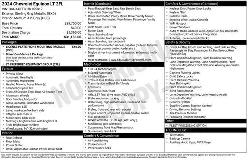 Sterling Gray Metallic 2024 Chevrolet Equinox LT