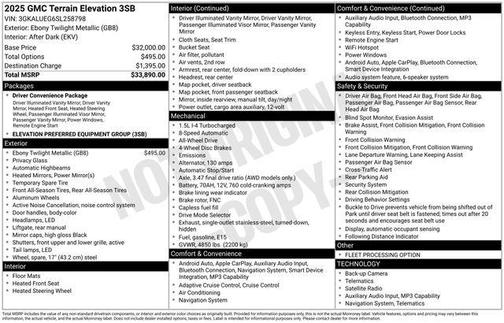 Ebony Twilight Metallic 2025 GMC Terrain Elevation