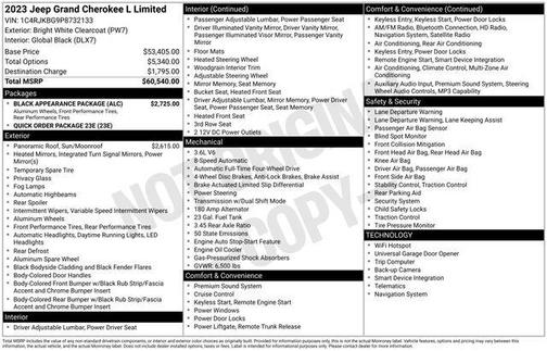 Bright White Clearcoat 2023 Jeep Grand Cherokee L Limited