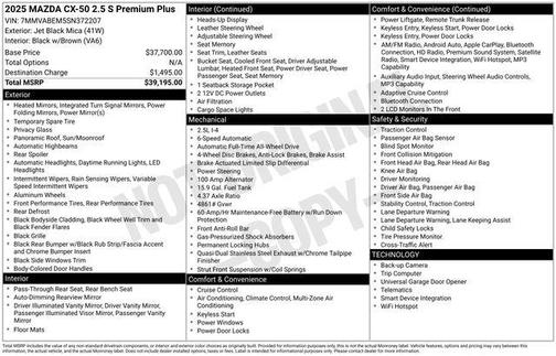 Jet Black Mica 2025 Mazda CX-50 2.5 S Premium Plus Package