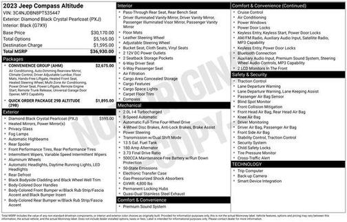 Diamond Black 2023 Jeep Compass Altitude