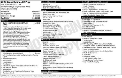 Destroyer Gray Clearcoat 2025 Dodge Durango GT