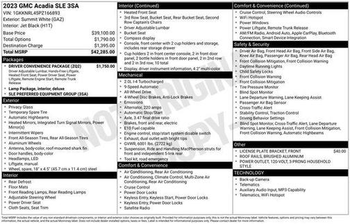 Summit White 2023 GMC Acadia SLE