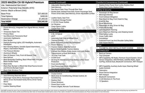 Polymetal Gray Metallic 2025 Mazda CX-50 Hybrid Premium Package
