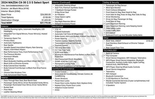 Jet Black Mica 2024 Mazda CX-30 Select