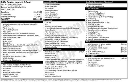 Ice Silver Metallic 2024 Subaru Impreza Base