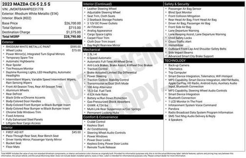 Rhodium White Metallic 2023 Mazda CX-5 2.5 S