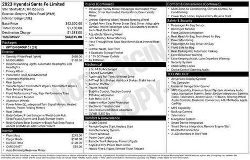 Serenity White Pearl 2023 Hyundai SANTA FE Limited