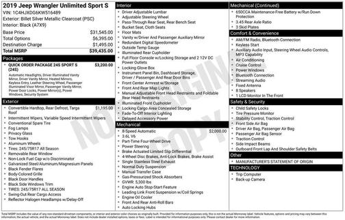 2019 Jeep Wrangler Unlimited Sport