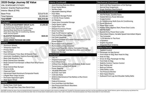 2020 Dodge Journey SE Value