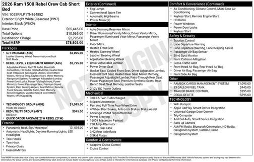 Bright White Clearcoat 2026 RAM 1500 Rebel
