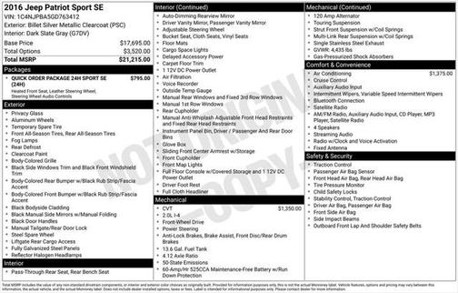 2016 Jeep Patriot Sport