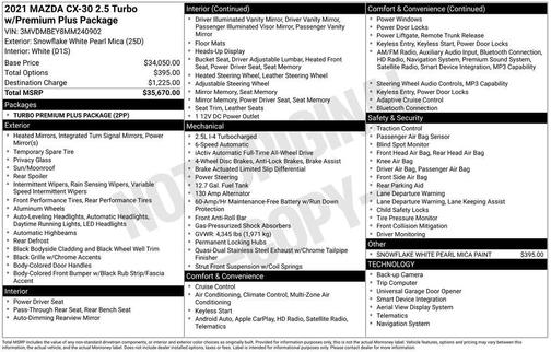 2021 Mazda CX-30 2.5 Turbo Premium Plus Package