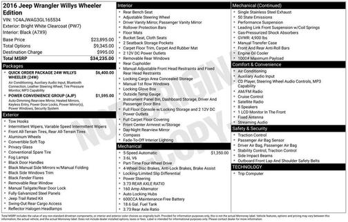 2016 Jeep Wrangler Willys Wheeler