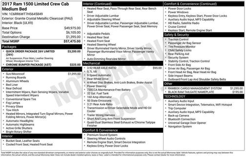 2017 RAM 1500 Limited Crew Cab 4x2 6'4' Box