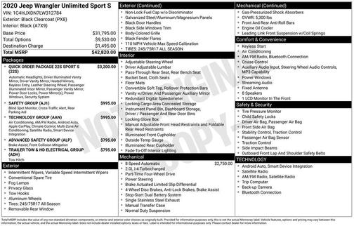 2020 Jeep Wrangler Unlimited Sport