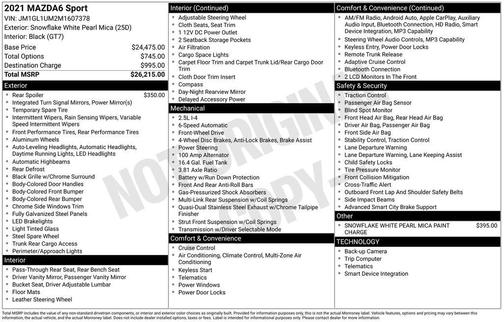 2021 Mazda Mazda6 Sport