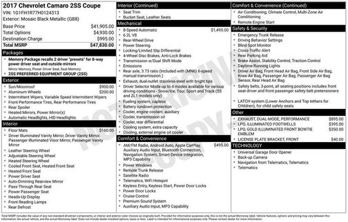 2017 Chevrolet Camaro 2SS