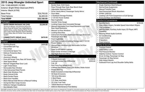 2015 Jeep Wrangler Unlimited Sport