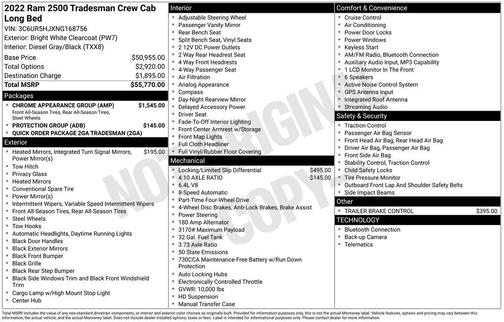 2022 RAM 2500 Tradesman Crew Cab 4x4 8' Box