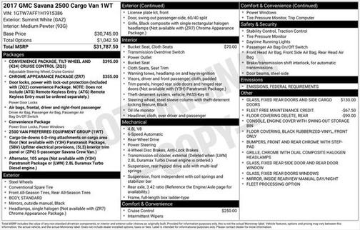2017 GMC Savana 2500 Work Van