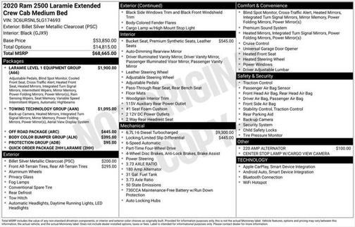 2020 RAM 2500 Laramie Mega Cab 4X4 6'4' Box