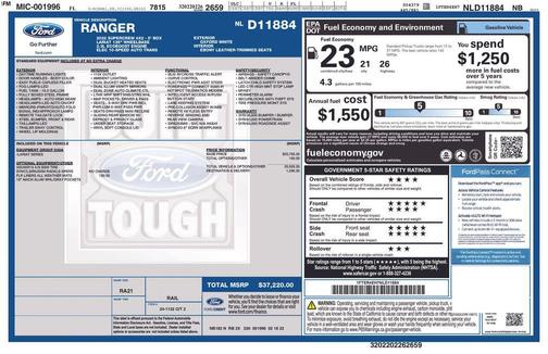 OXFORD WHITE 2022 Ford Ranger LARIAT