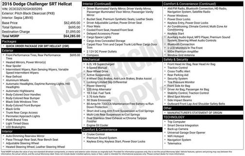 2016 Dodge Challenger SRT Hellcat