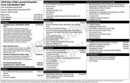 2020 RAM 2500 Laramie Mega Cab 4X4 6'4' Box