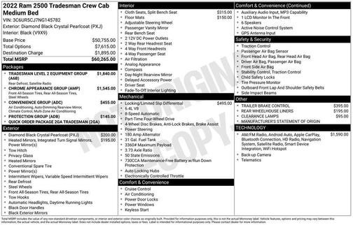 2022 RAM 2500 Tradesman Crew Cab 4x4 6'4' Box