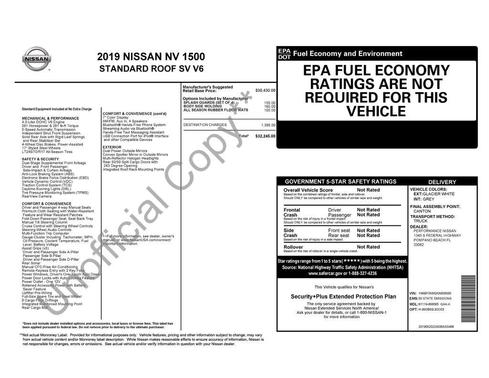 2019 Nissan NV Cargo NV1500 SV V6