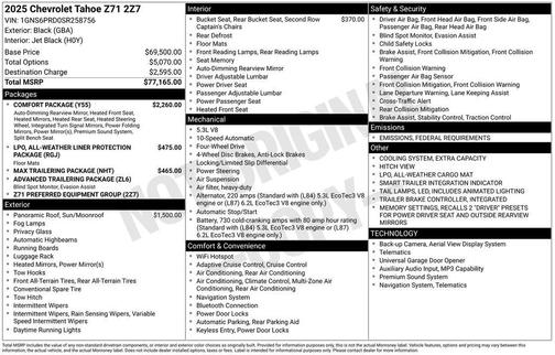 2025 Chevrolet Tahoe 4WD Z71