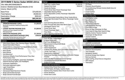 2019 BMW M550 i Xdrive