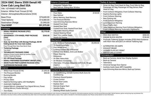White Frost Tri-Coat 2024 GMC Sierra 3500 Denali