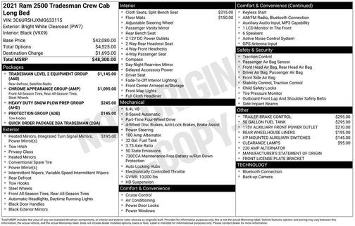 Bright White Clearcoat 2021 RAM 2500 Tradesman