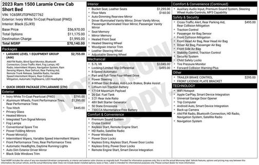 Ivory White 2023 RAM 1500 Laramie