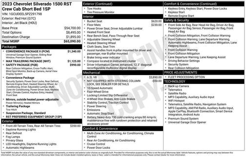 Red 2023 Chevrolet Silverado 1500 RST