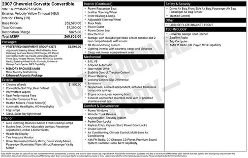 Velocity Yellow Tinted Clearcoat 2007 Chevrolet Corvette Base