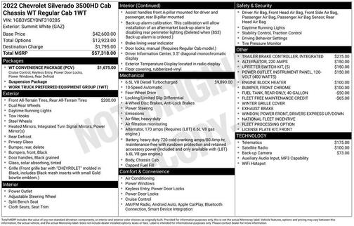 Summit White 2022 Chevrolet Silverado 3500 WT