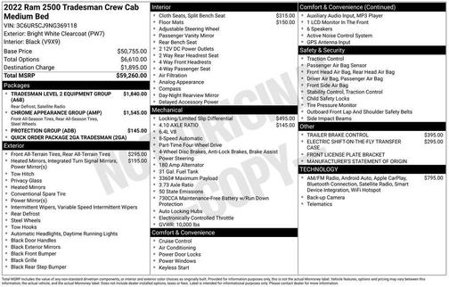 Bright White Clearcoat 2022 RAM 2500 Tradesman