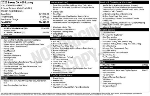 White Pearl 2023 Lexus GX 460 Luxury