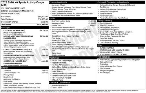 Black Sapphire Metallic 2023 BMW X6 M50i