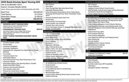 Cinnabar Metallic 2025 Buick Envista Sport Touring