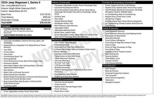 Bright White Clearcoat 2024 Jeep Wagoneer L Series II