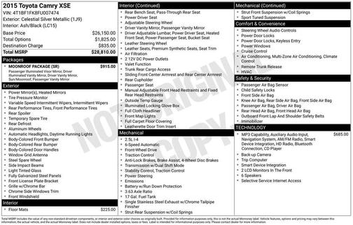 Celestial Silver Metallic 2015 Toyota Camry XSE
