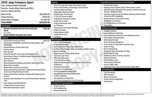 Hydro Blue Pearlcoat 2025 Jeep Compass Sport