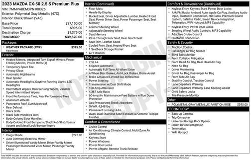 Polymetal Gray Metallic 2023 Mazda CX-50 2.5 S Premium Plus Package