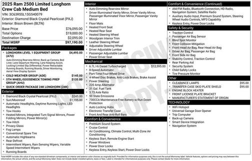 Diamond Black Crystal Pearlcoat 2025 RAM 2500 Longhorn