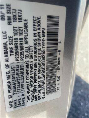 Silver 2012 Honda Odyssey Touring