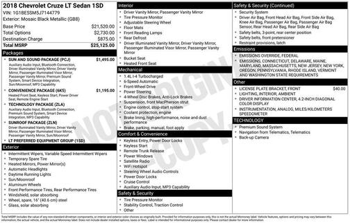 2018 Chevrolet Cruze LT